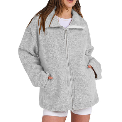 Nora – Chaqueta de mujer Lana de cordero Teddy con cremallera