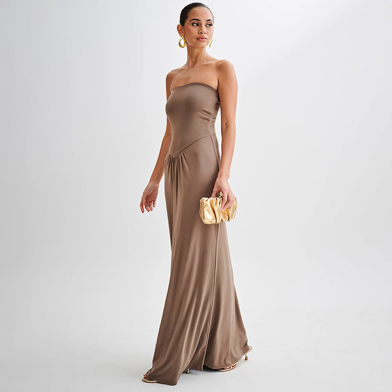 Isla - Maxivestido drapeado sin tirantes