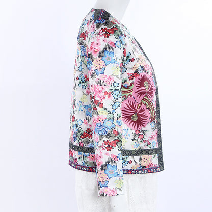 Irene | Blazer boho de satén con estampado floral encantador