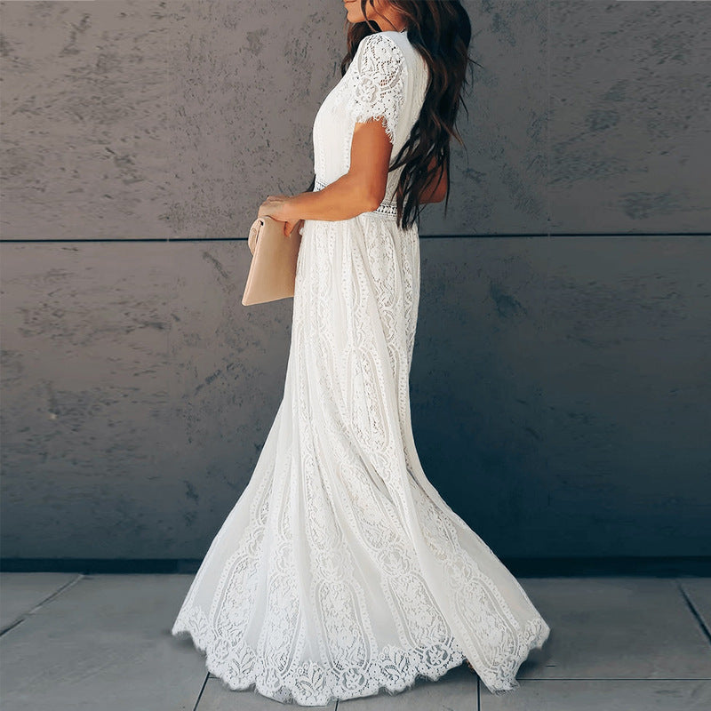Claudine - Maxi vestido de encaje con escote en V
