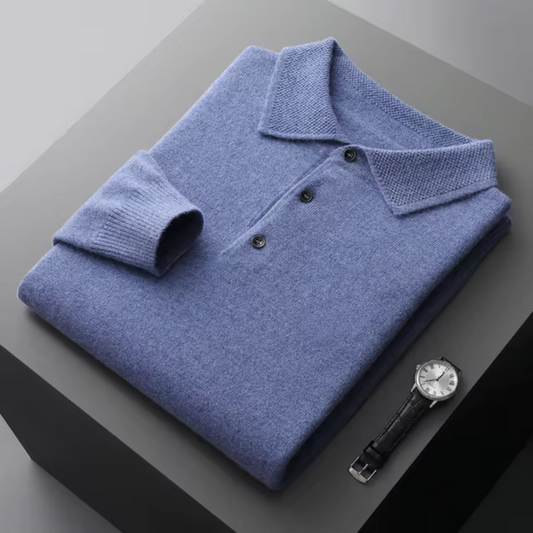 Damián - Suéter polo hombre manga larga con botones