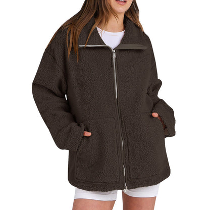 Nora – Chaqueta de mujer Lana de cordero Teddy con cremallera