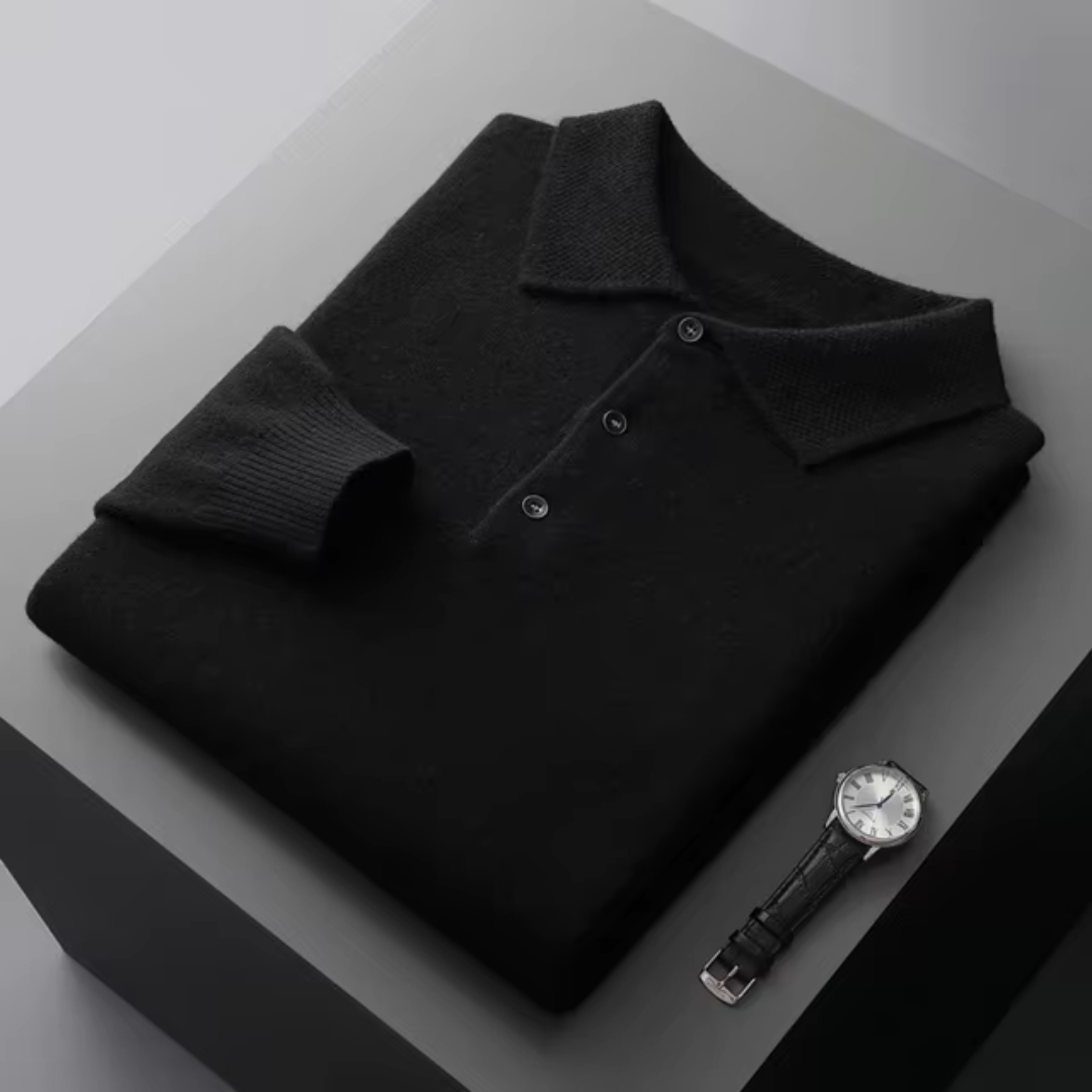 Damián - Suéter polo hombre manga larga con botones