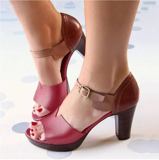 Verena - Sandalias de tacón con hebilla Colorblock