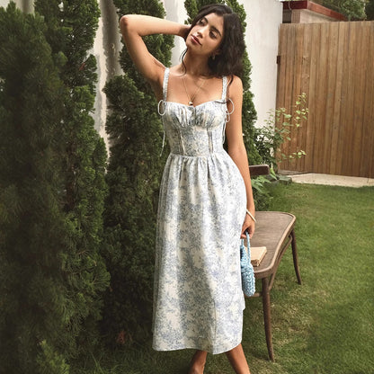 Leandra - Vestido midi con tirantes florales