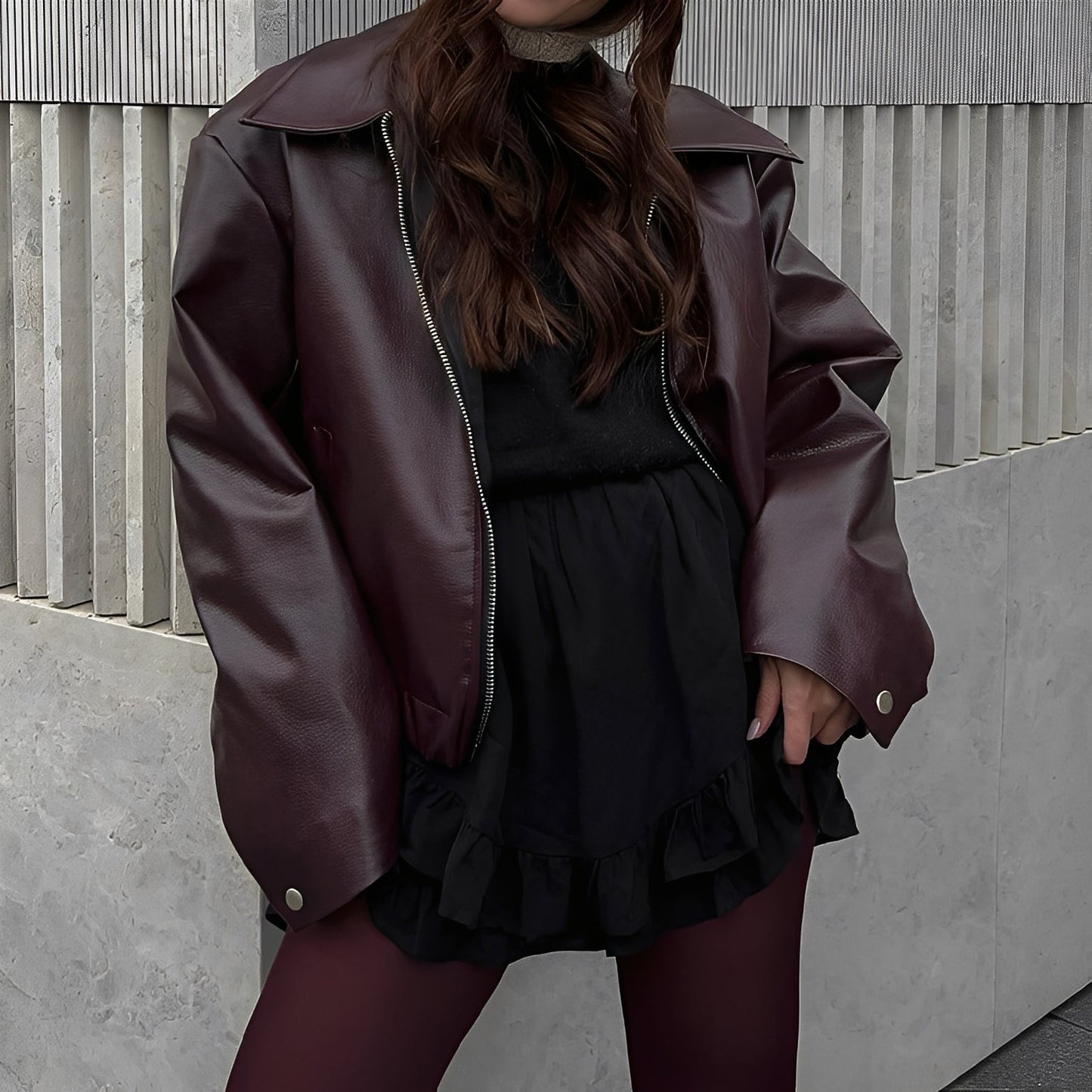 Ariana – Chaqueta de mujer PU Leather con cremallera