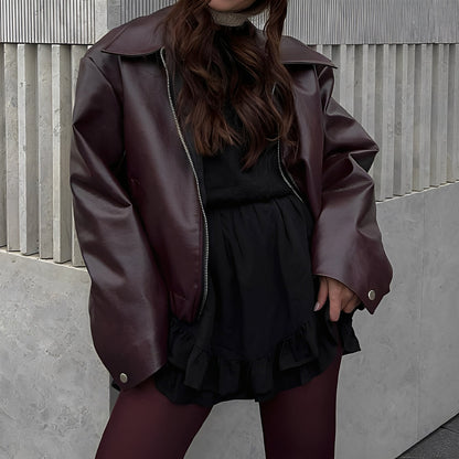 Ariana – Chaqueta de mujer PU Leather con cremallera