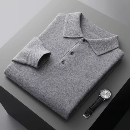 Damián - Suéter polo hombre manga larga con botones