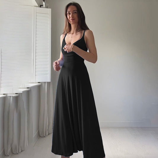 Loida - Vestido midi azul sin mangas