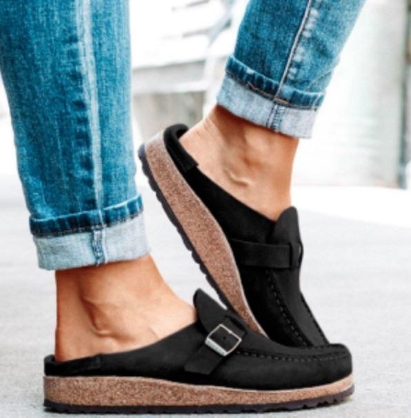 Lina - Mocasines casual de ante con hebilla