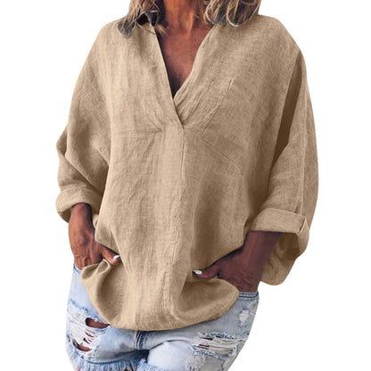 Lucía - Blusa oversize de lino con bolsillo