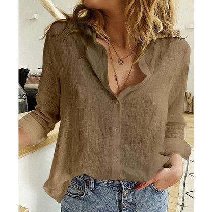 Niza - Blusa informal de lino con botones