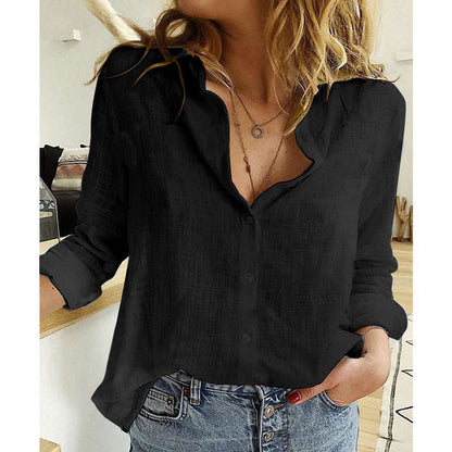 Niza - Blusa informal de lino con botones