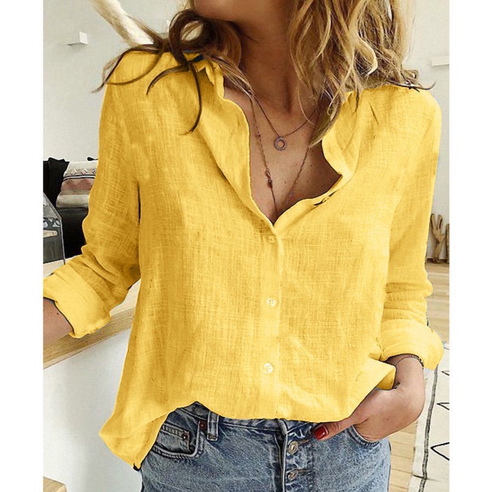 Niza - Blusa informal de lino con botones