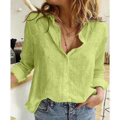 Niza - Blusa informal de lino con botones