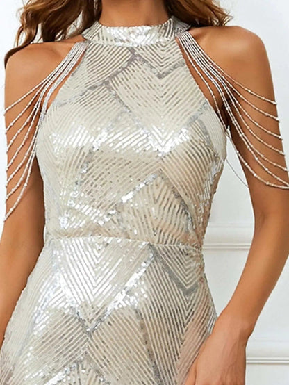 Catalina – Vestido Largo de Fiesta con Detalles de Cadenas