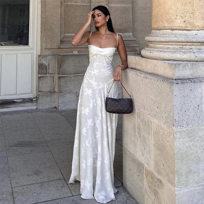 Alésia | Vestido elegante bordado ajustado con tirantes