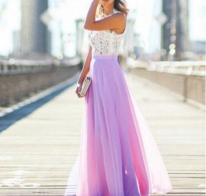 Lucía - Vestido largo con encaje floral