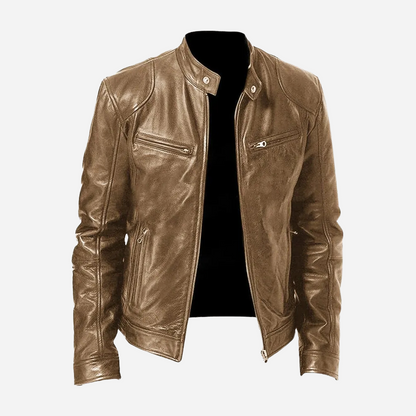 Andrés - Chaqueta de cuero hombre con cremallera