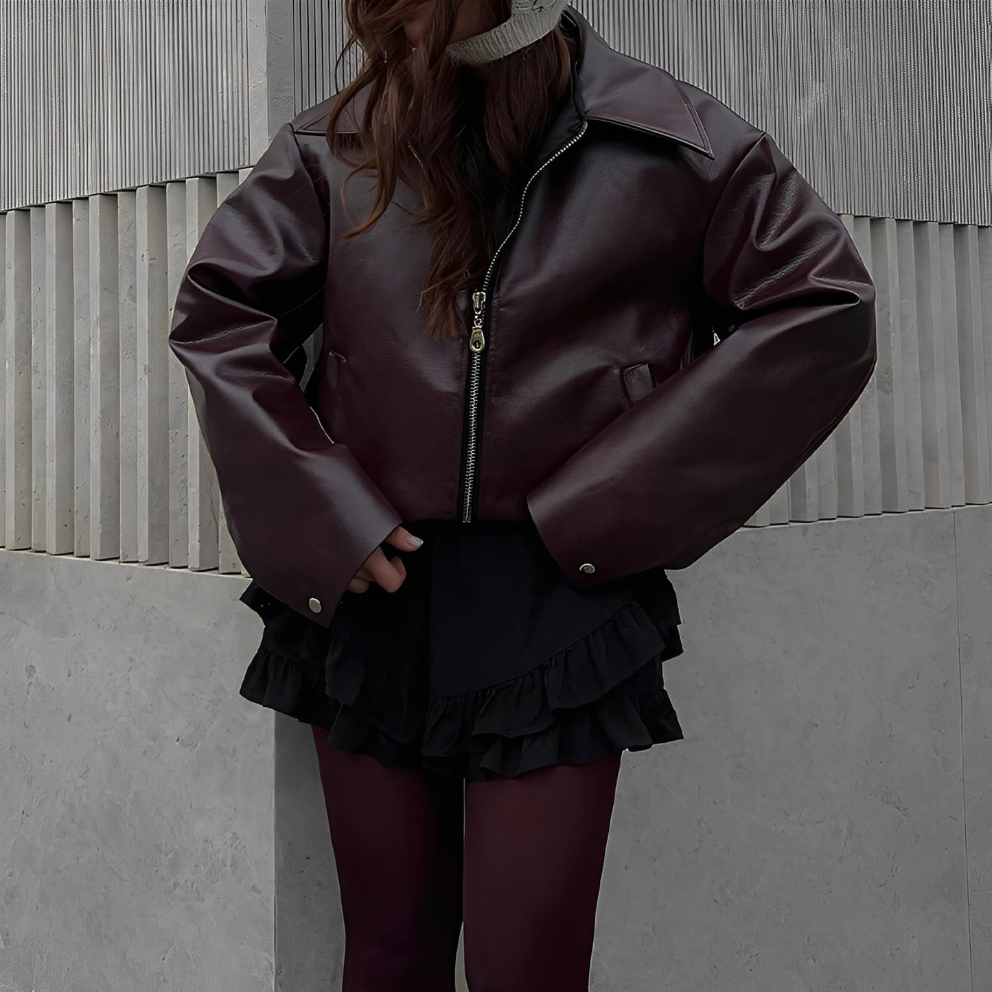 Ariana – Chaqueta de mujer PU Leather con cremallera