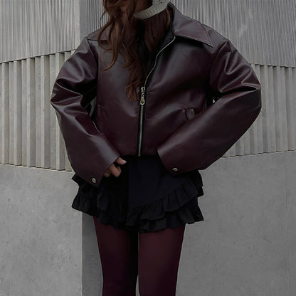 Ariana – Chaqueta de mujer PU Leather con cremallera