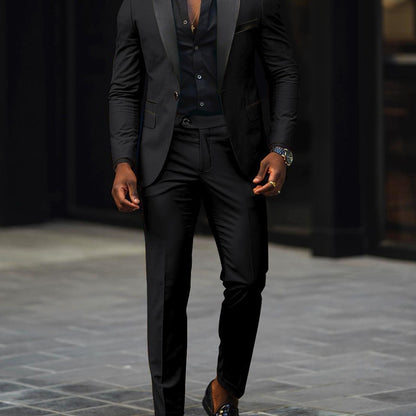 Leonardo - Traje slim-fit con solapas en contraste