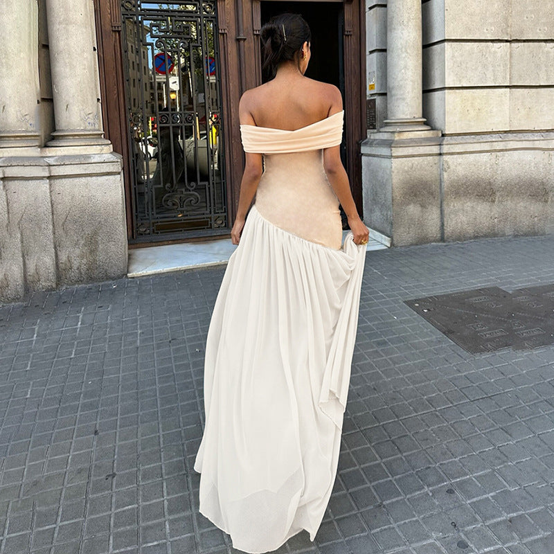 Valentina - Vestido maxi elegante beige vestidos largos