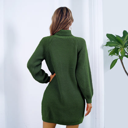 Claudia - Vestido de punto corto para mujer con cuello alto