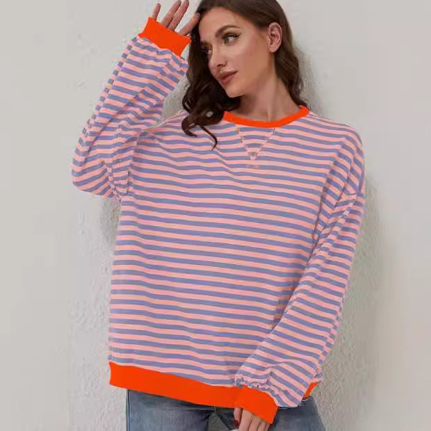 Astrid - Sudadera de rayas con ribete de contraste