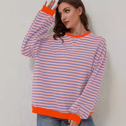 Astrid - Sudadera de rayas con ribete de contraste