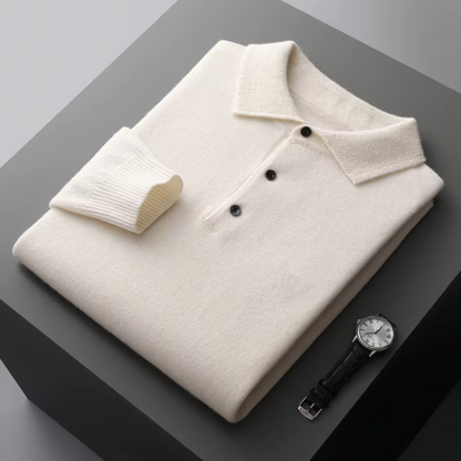 Damián - Suéter polo hombre manga larga con botones