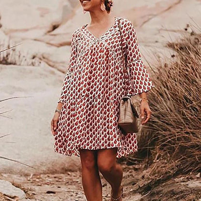 Amalia - Loose boho printed midi dress