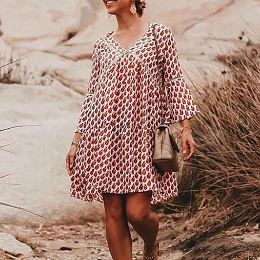 Amalia - Loose boho printed midi dress