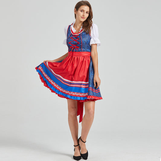 Natalia - Vestido tradicional dirndl rojo y azul