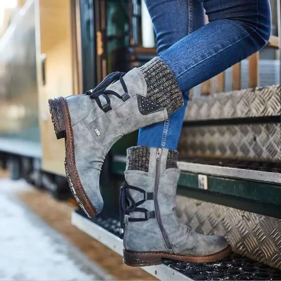 Verónica - Botas de ante con detalle de punto