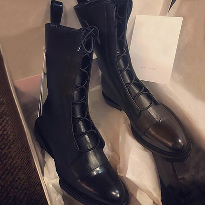 Lucía - Botas altas de cuero con cordones