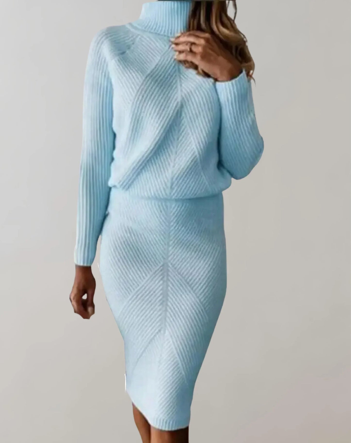 Clara – Conjunto de Falda y Pullover de Punto Canalé