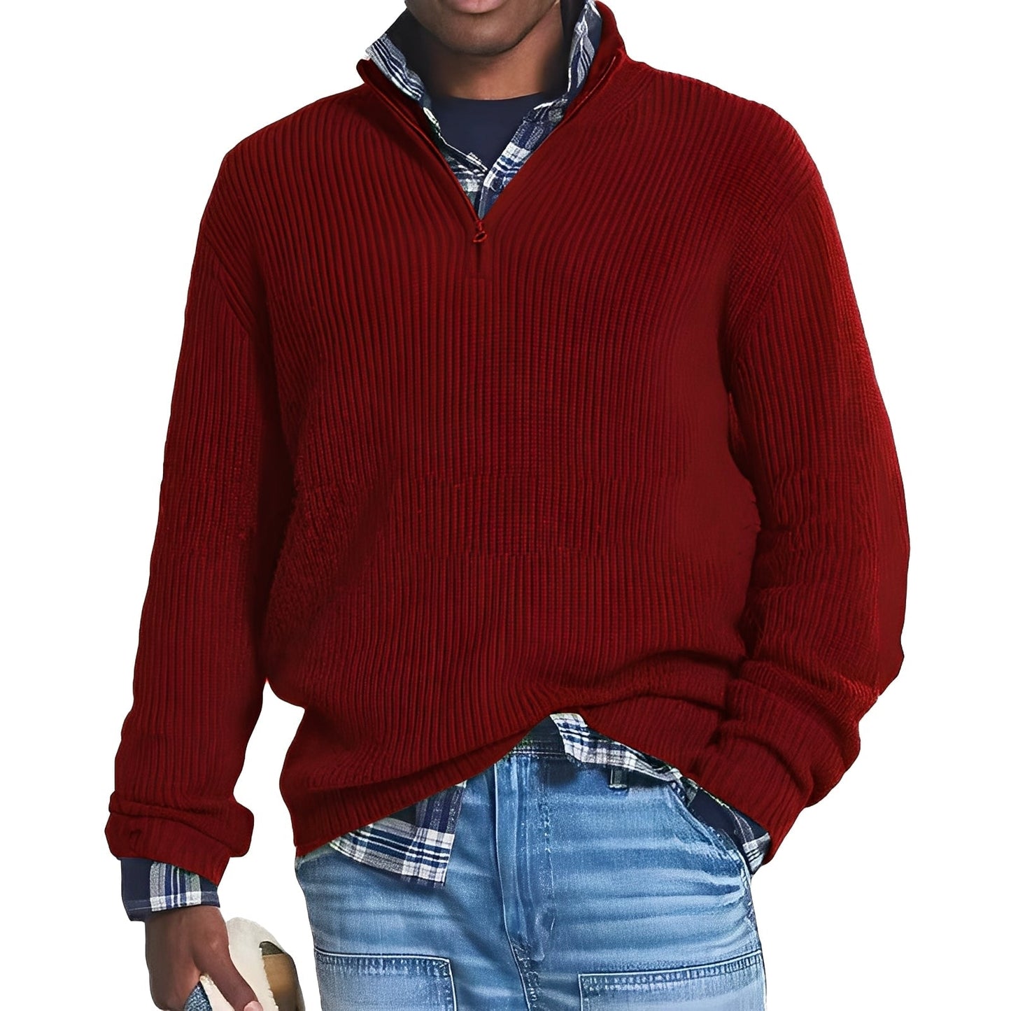 Mateo - Suéter para hombre con cremallera en el cuello alto