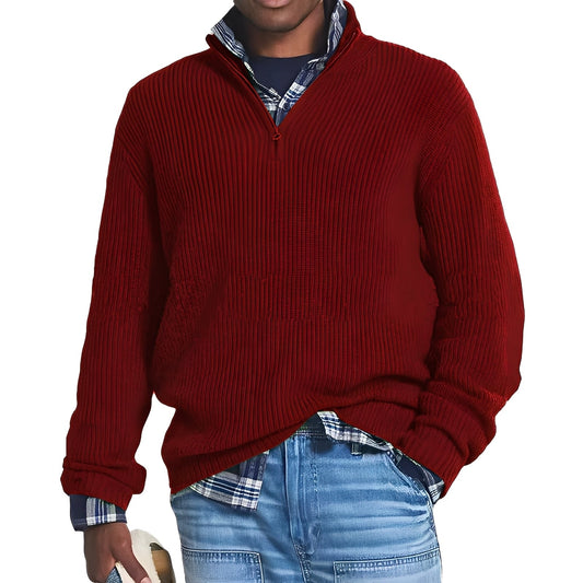 Mateo - Suéter para hombre con cremallera en el cuello alto