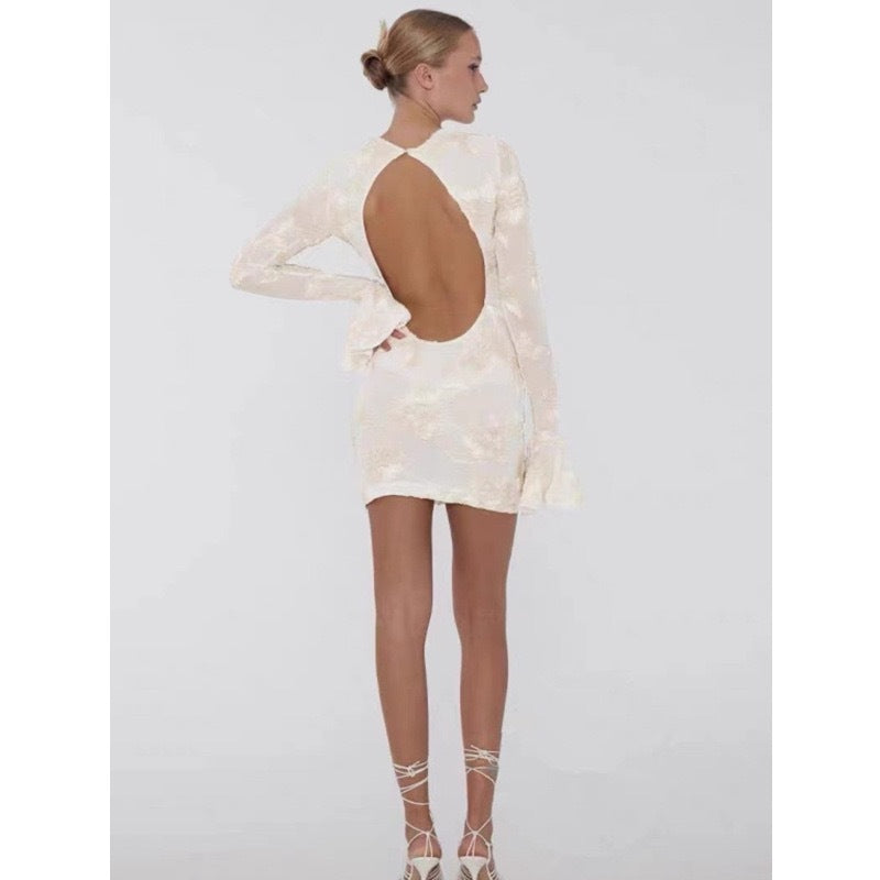 Dafne - Vestido corto floral de manga larga
