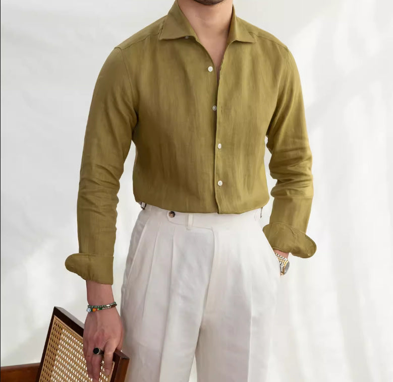 Daniel - Camisa clásica de lino blanco