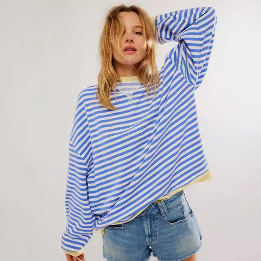 Astrid - Sudadera de rayas con ribete de contraste