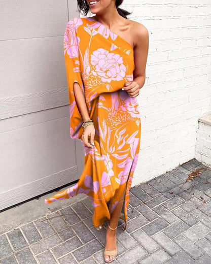 Regina - Vestido floral midi asimétrico