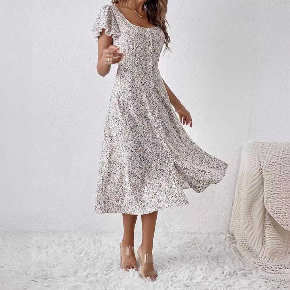 Ivanna - Vestido midi floral con botones