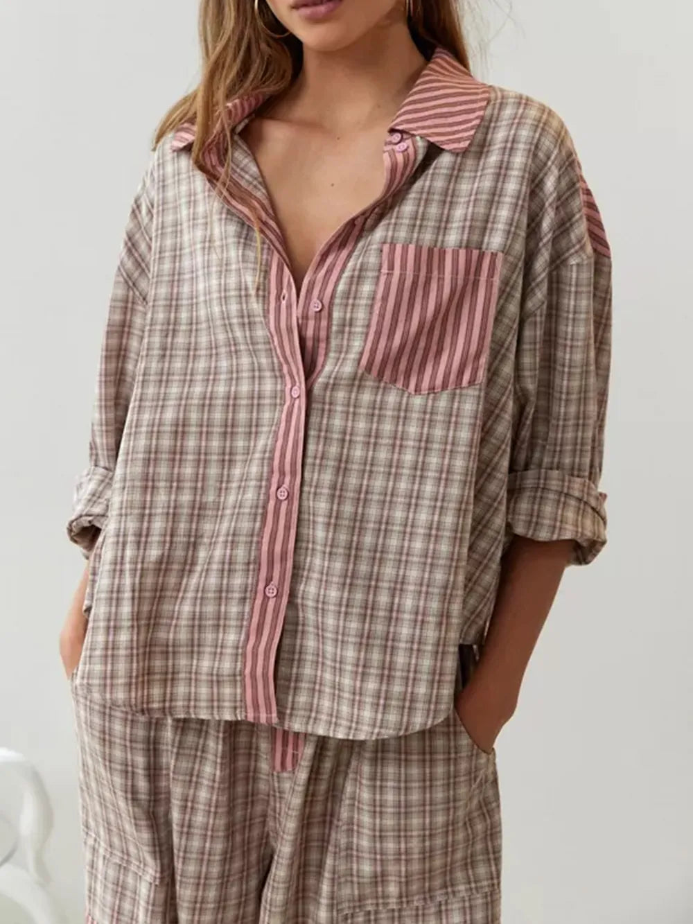 Olivia - Camisa holgada de rayas mixtas