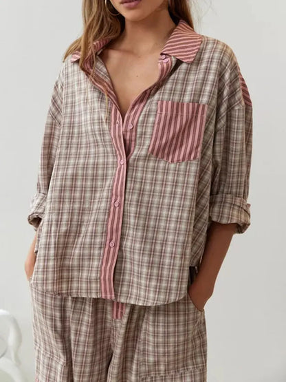 Olivia - Camisa holgada de rayas mixtas