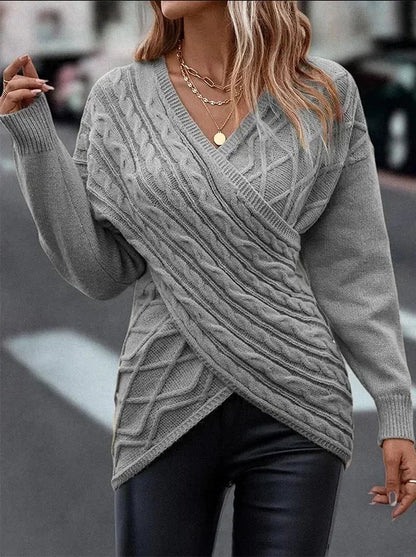 Ahri – Jersey cruzado de punto elegante