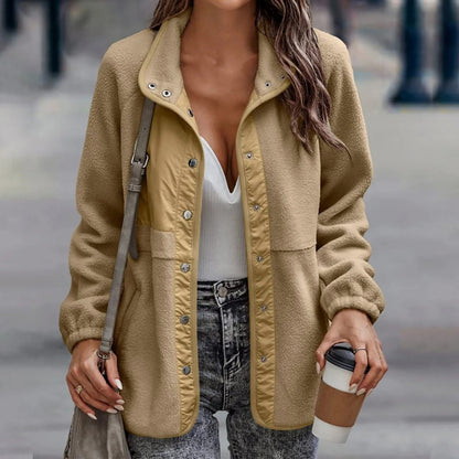 Clara – Chaqueta Polar Casual con Botones a Presión