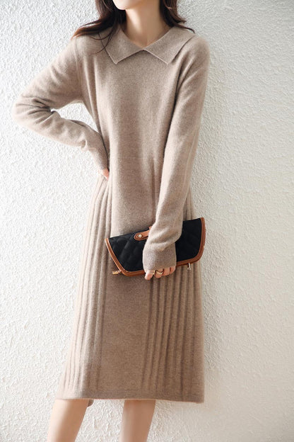 Isabela - Vestido de punto para mujer con cuello clásico