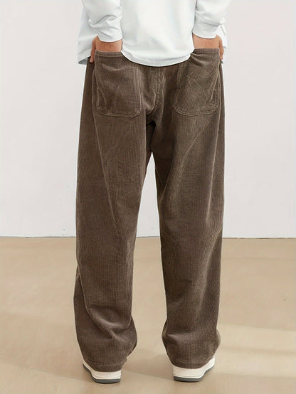 Leo - Pantalón ancho hombre pana casual streetwear